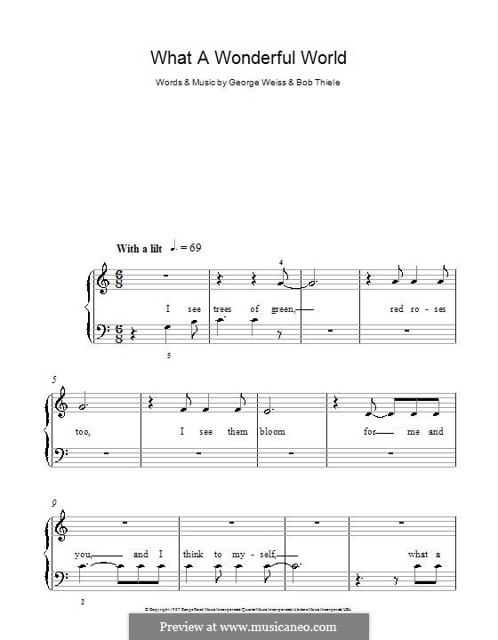 Piano version: Easy notes (C Major) by Bob Thiele, George David Weiss