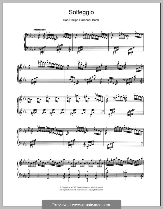 Solfeggietto, H 220 Wq 117:2: Für Klavier (mit Applikatur) by Carl Philipp Emanuel Bach
