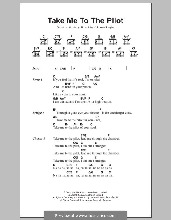 Take Me to the Pilot (from Rocketman): Text und Akkorde by Elton John