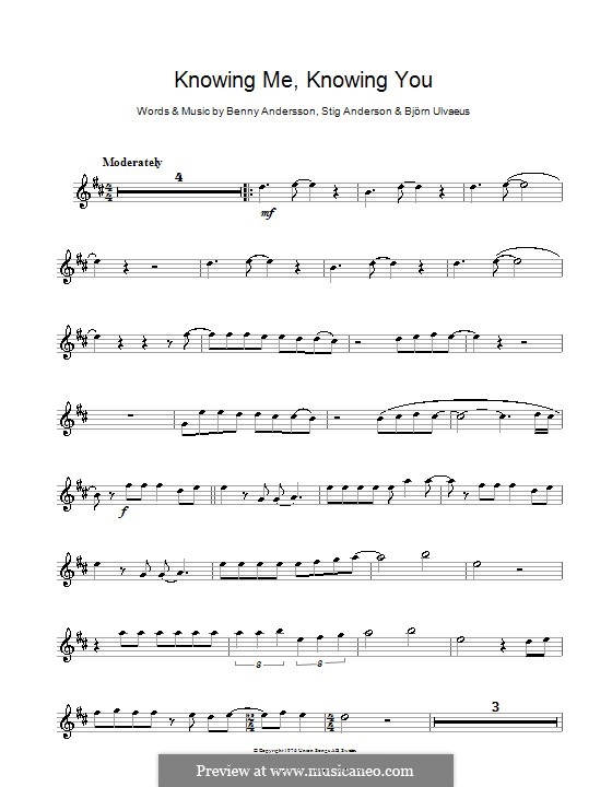 Knowing Me, Knowing You (ABBA): Für Altsaxophon by Benny Andersson, Björn Ulvaeus, Stig Anderson