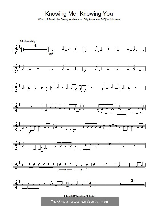 Knowing Me, Knowing You (ABBA): Für Klarinette by Benny Andersson, Björn Ulvaeus, Stig Anderson