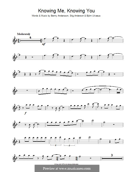 Knowing Me, Knowing You (ABBA): Für Flöte by Benny Andersson, Björn Ulvaeus, Stig Anderson