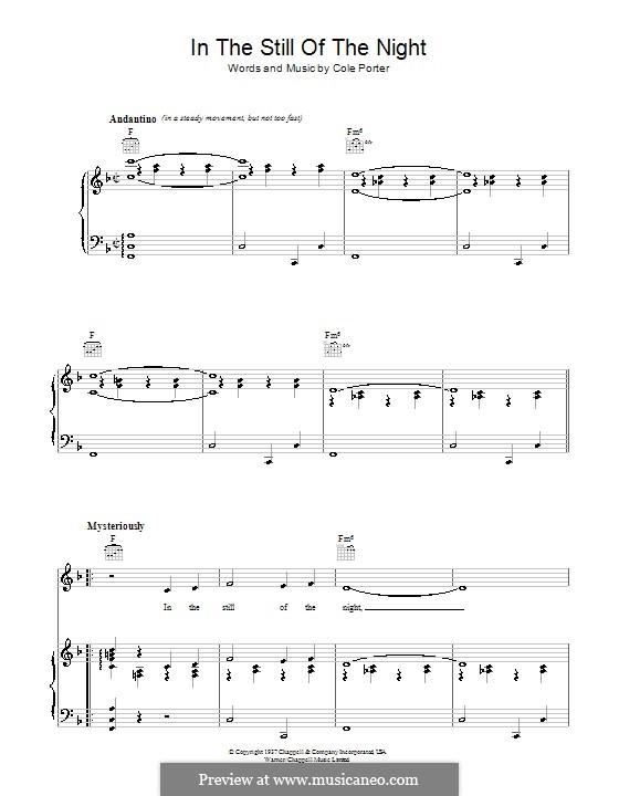 In the Still of the Night: Für Stimme und Klavier (oder Gitarre) by Cole Porter