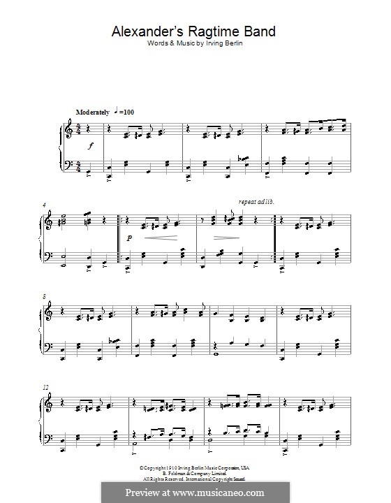Alexander's Ragtime Band: Für Klavier by Irving Berlin