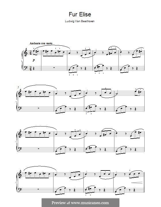 Für Elise, für Klavier, WoO 59: Thema by Ludwig van Beethoven