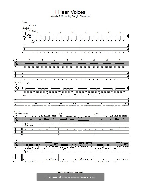 I Hear Voices (Kasabian): Für Gitarre mit Tab by Sergio Pizzorno