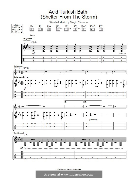 Acid Turkish Bath (Shelter from the Storm): For guitar with tab (Kasabian) by Sergio Pizzorno