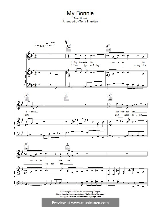 My Bonnie is over the Ocean: Für Stimme und Klavier (oder Gitarre) by folklore