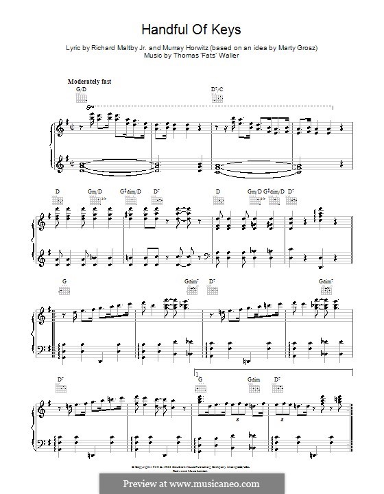 Handful of Keys: Für Stimme und Klavier (oder Gitarre) by Fats Waller