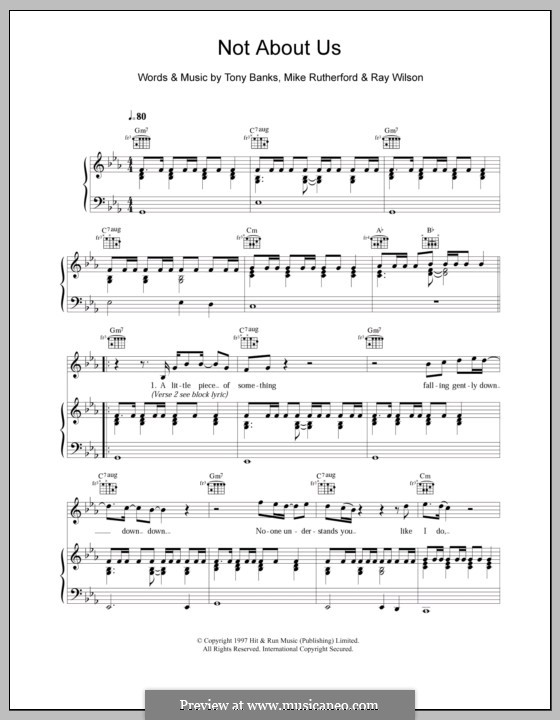 Not About Us (Genesis): Für Stimme und Klavier (oder Gitarre) by Tony Banks, Mike Rutherford, Ray Wilson