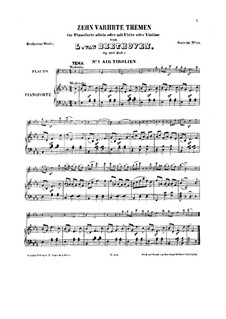 Zehn Themen und Variationen für Flöte (oder Violine) und Klavier, Op.107: Buch I by Ludwig van Beethoven