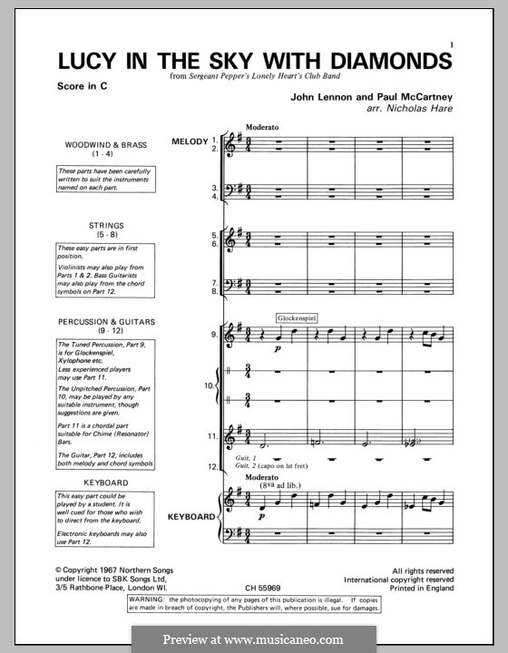 Lucy in the Sky with Diamonds (The Beatles): Schulorchesterpack by John Lennon, Paul McCartney