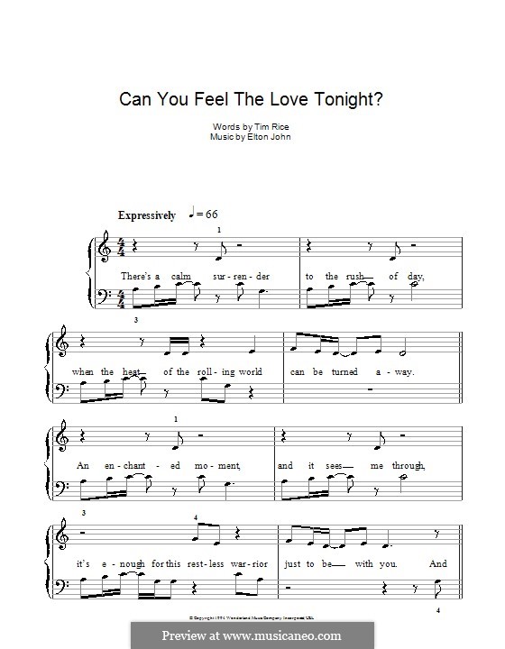 Piano version: Easy notes by Elton John