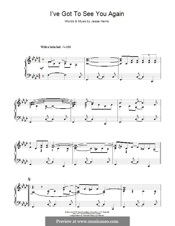 I've Got To See You Again (Norah Jones): Für Klavier by Jesse Harris