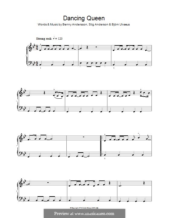 Piano version: Easy notes by Benny Andersson, Björn Ulvaeus, Stig Anderson