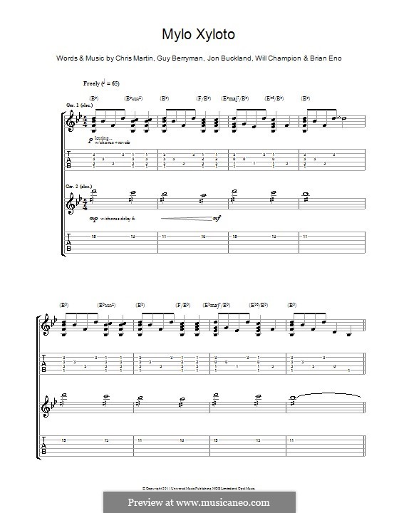 Mylo Xyloto (Coldplay): Für Gitarre mit Tabulatur by Brian Eno, Chris Martin, Guy Berryman, Jonny Buckland, Will Champion