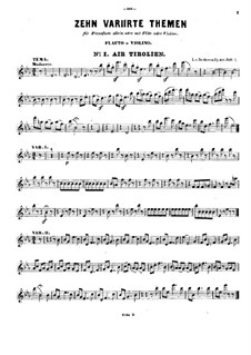 Zehn Themen und Variationen für Flöte (oder Violine) und Klavier, Op.107: Heft I Nr.1-5 – Solo Stimme by Ludwig van Beethoven