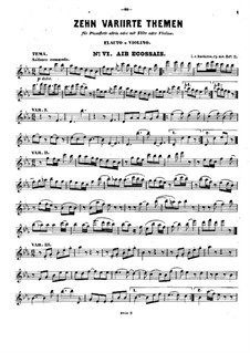 Zehn Themen und Variationen für Flöte (oder Violine) und Klavier, Op.107: Heft II Nr.6-10 – Solo Stimme by Ludwig van Beethoven