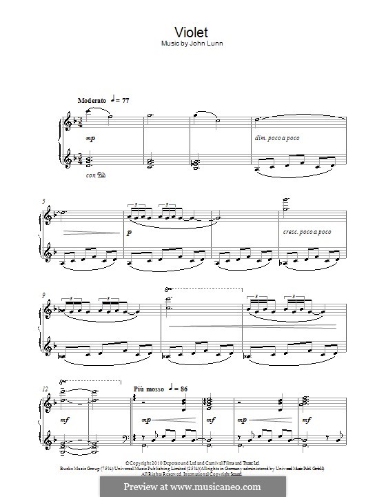 Violet: Für Klavier by John Lunn