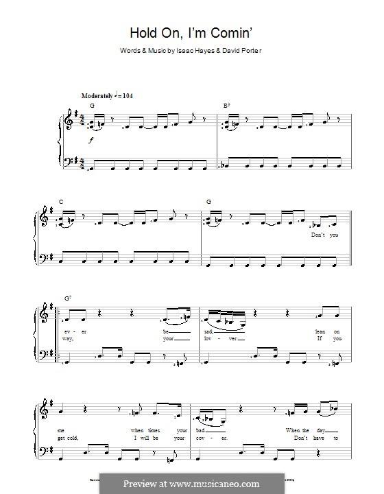 Hold on, I'm Comin': Für Stimme und Klavier by David Porter, Isaac Hayes