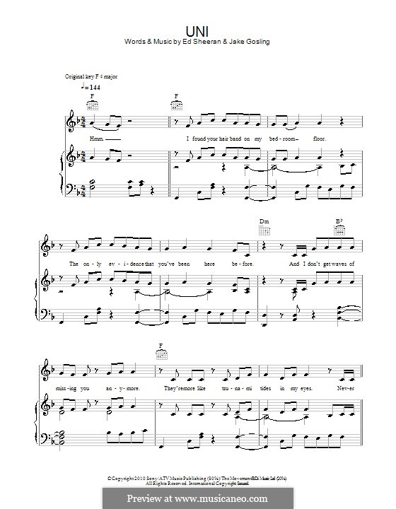 U.N.I: Für Stimme und Klavier (oder Gitarre) by Ed Sheeran, Jake Gosling