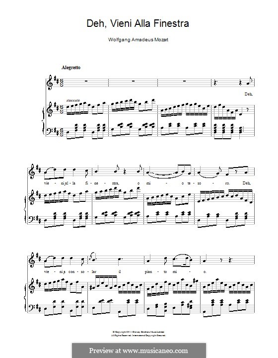 Deh vieni alla finestra: Klavierauszug mit Singstimmen by Wolfgang Amadeus Mozart
