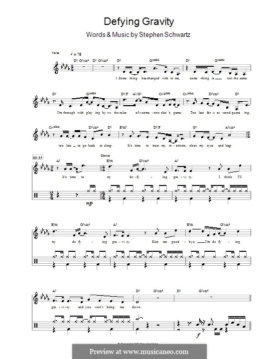 Defying Gravity (from the Broadway Musical Wicked): Für Trommeln by Stephen Schwartz