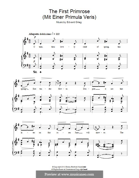 Fünf Gedichte, Op.26: No.4 Mit einer primula veri (The First Primrose) by Edvard Grieg