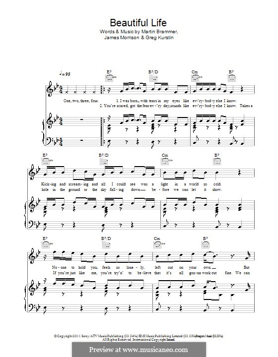 Beautiful Life: Für Stimme und Klavier (oder Gitarre) by Greg Kurstin, James Morrison, Martin Brammer