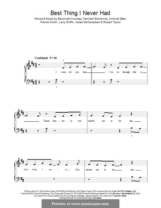 Best Thing I Never Had (Beyonce): Für Klavier, leicht by Antonio Dixon, Caleb McCampbell, Kenneth 'Babyface' Edmonds, Larry Griffin, J. Que, Robert Shea Taylor