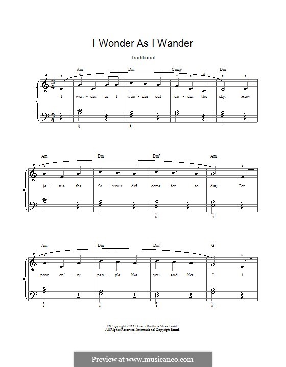 I Wonder as I Wander: Für Stimme und Klavier by John Jacob Niles