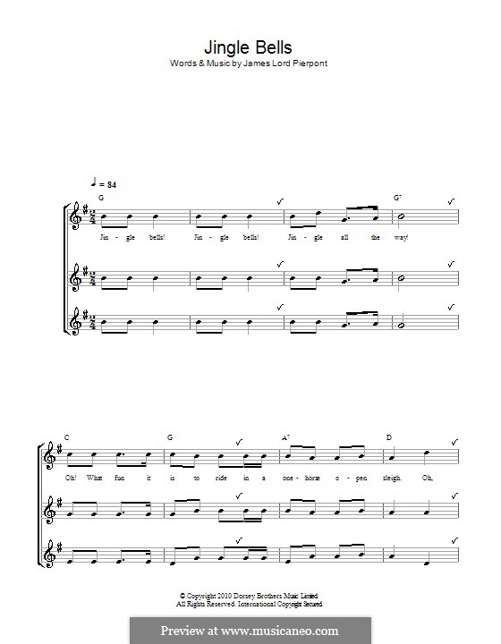 Jingle Bells (Printable scores) von J.L. Pierpont Noten auf MusicaNeo