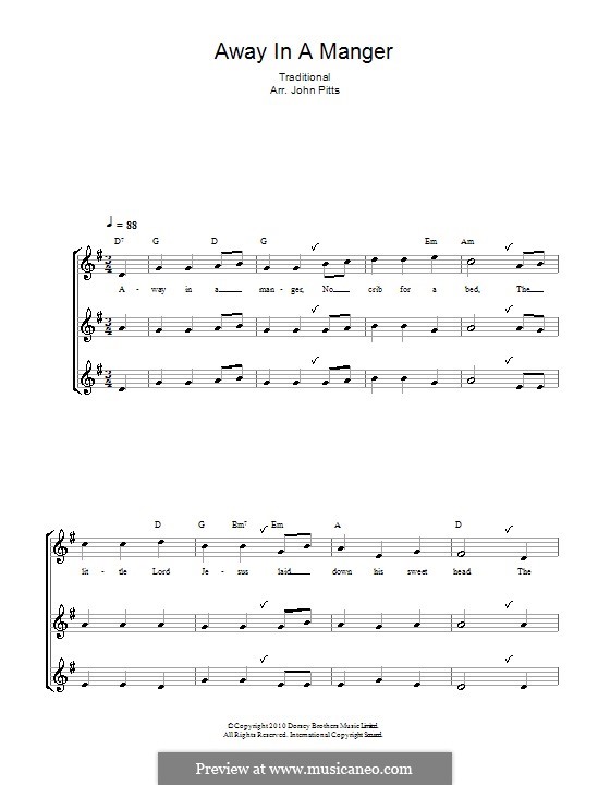 Away in a Manger: Für Blockflöte by William (James) Kirkpatrick