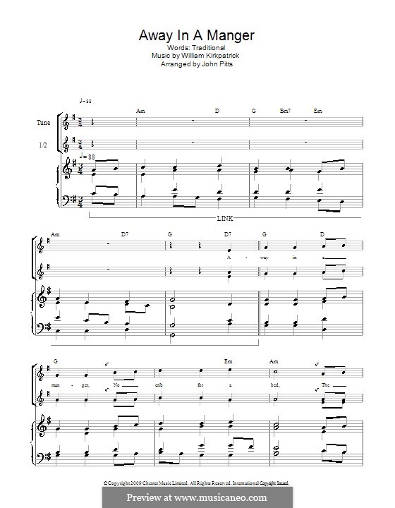 Away in a Manger: Für Blockflöte by William (James) Kirkpatrick