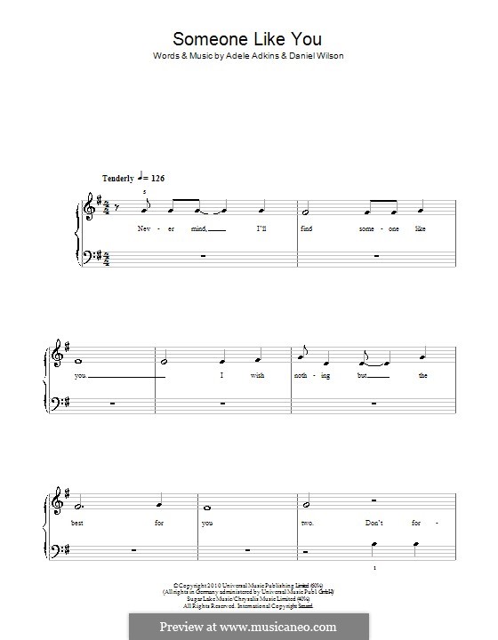 Someone Like You: Einfache Noten für Klavier by Adele, Daniel Wilson