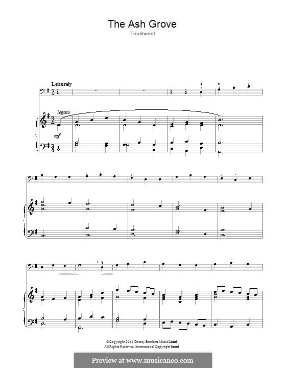 The Ash Grove (printable scores): Für Cello und Klavier by folklore