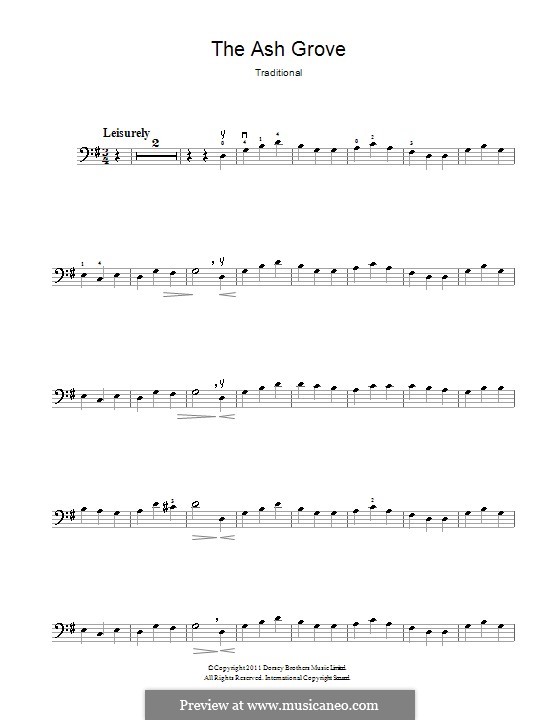 The Ash Grove (printable scores): Für Cello by folklore