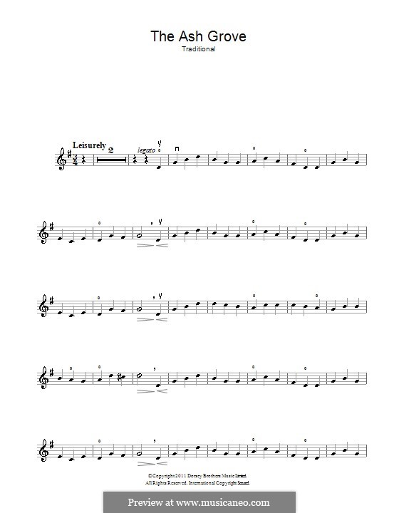 The Ash Grove (printable scores): Für Violine by folklore