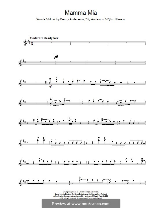Mamma Mia (ABBA): Für Violine by Benny Andersson, Björn Ulvaeus, Stig Anderson