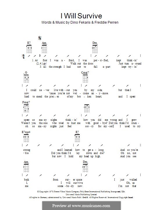 I Will Survive (Gloria Gaynor): Für Ukulele mit Schlagmuster by Dino Fekaris, Freddie Perren