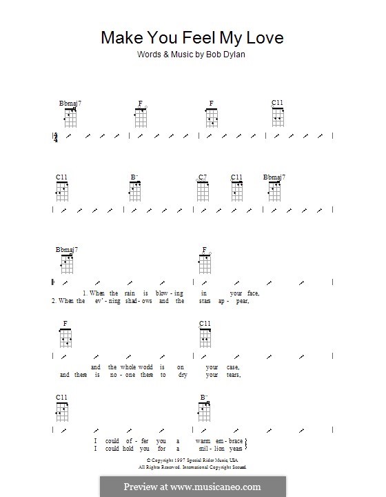 Make You Feel My Love: Für Ukulele mit Schlagmuster by Bob Dylan