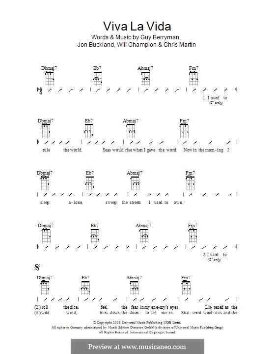 Instrumental version: Ukulele mit Schlagmuster by Chris Martin, Guy Berryman, Jonny Buckland, Will Champion