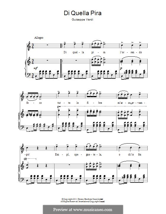 Di Quella Pira: Für Stimme und Klavier by Giuseppe Verdi