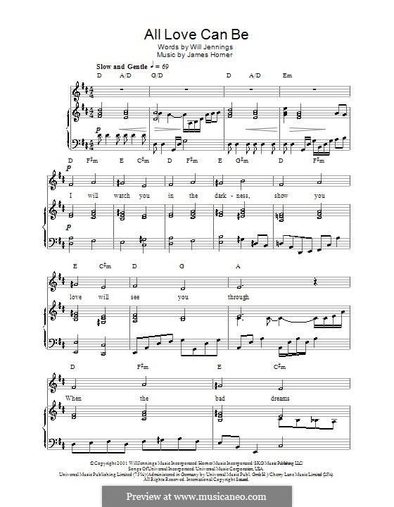 All Love Can Be (from A Beautiful Mind): Für Stimme und Klavier (oder Gitarre) by James Horner