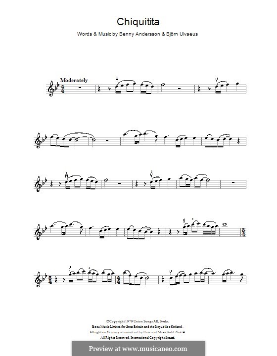 Chiquitita (ABBA): Für Violine by Benny Andersson, Björn Ulvaeus