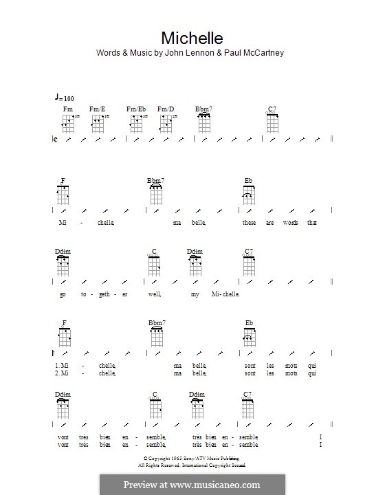 Michelle (The Beatles), for One Instrument: Für Ukulele mit Schlagmuster by John Lennon, Paul McCartney