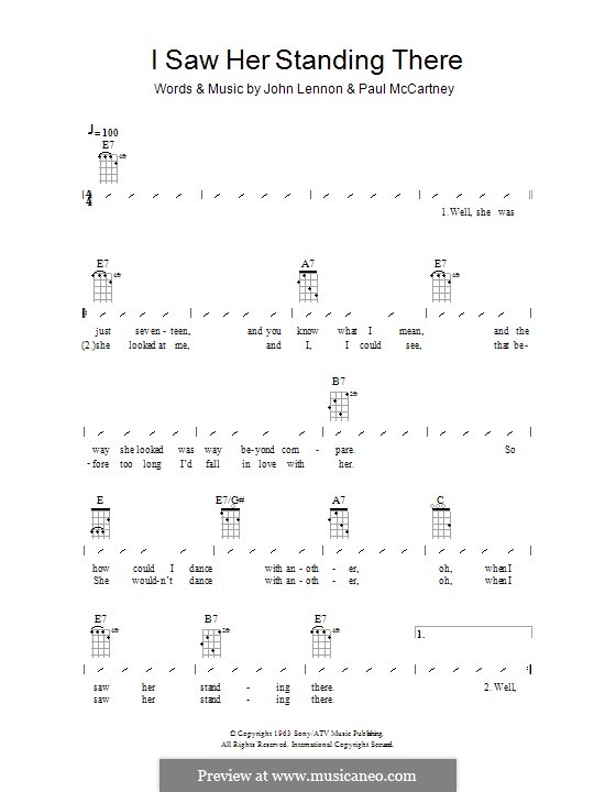 I Saw Her Standing There (The Beatles): Für Ukulele mit Schlagmuster by John Lennon, Paul McCartney