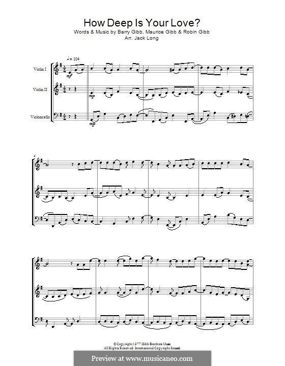 How Deep Is Your Love (The Bee Gees): For string ensemble by Barry Gibb, Maurice Gibb, Robin Gibb