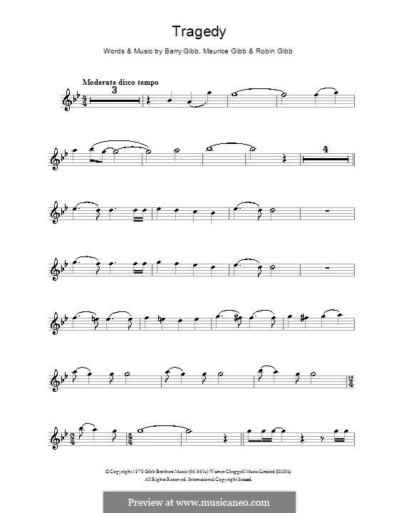 Tragedy (The Bee Gees): Für Flöte by Barry Gibb, Maurice Gibb, Robin Gibb
