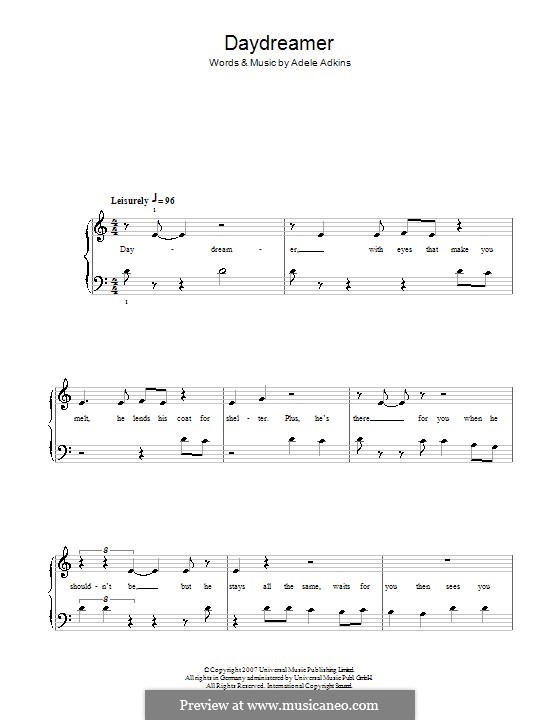Daydreamer: Einfache Noten für Klavier by Adele
